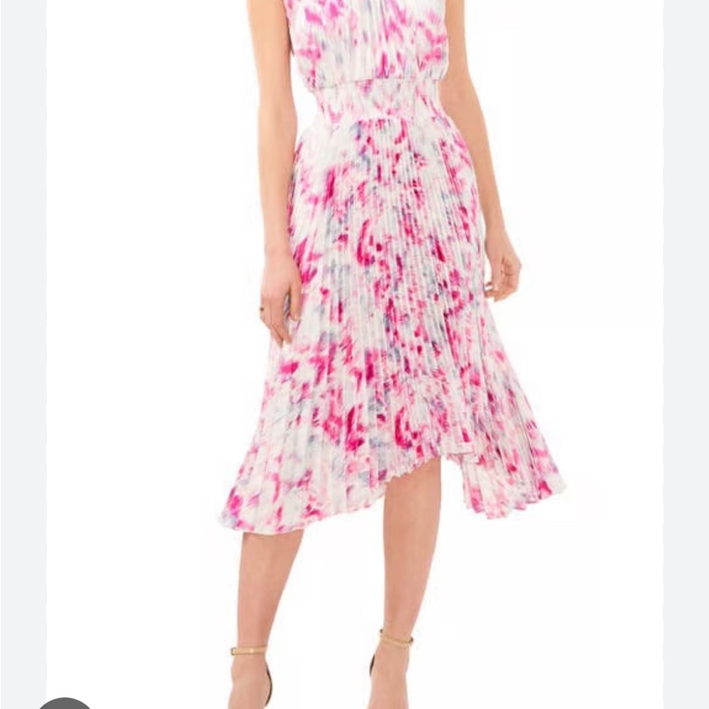 Halogen Asymmetrical Pink and White Dress